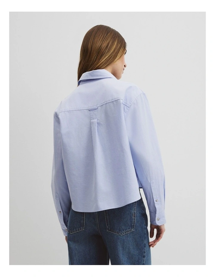 Crop Pocket Shirt in Chambray Blue image 5