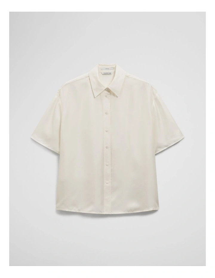 Short Sleeve Silk Shirt in Antique White image 2