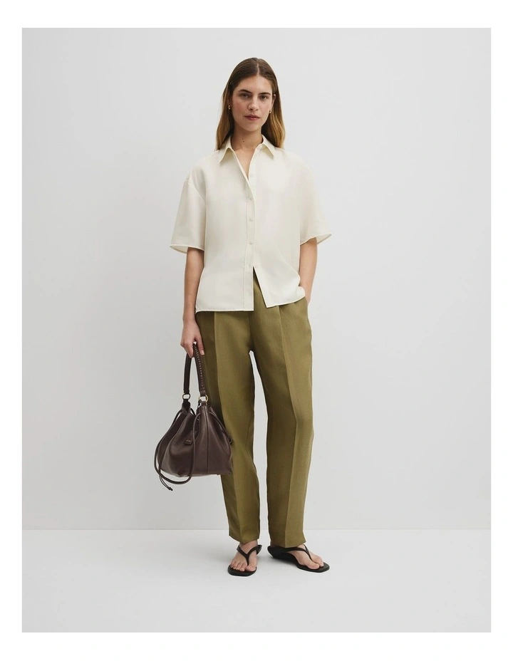 Short Sleeve Silk Shirt in Antique White image 4