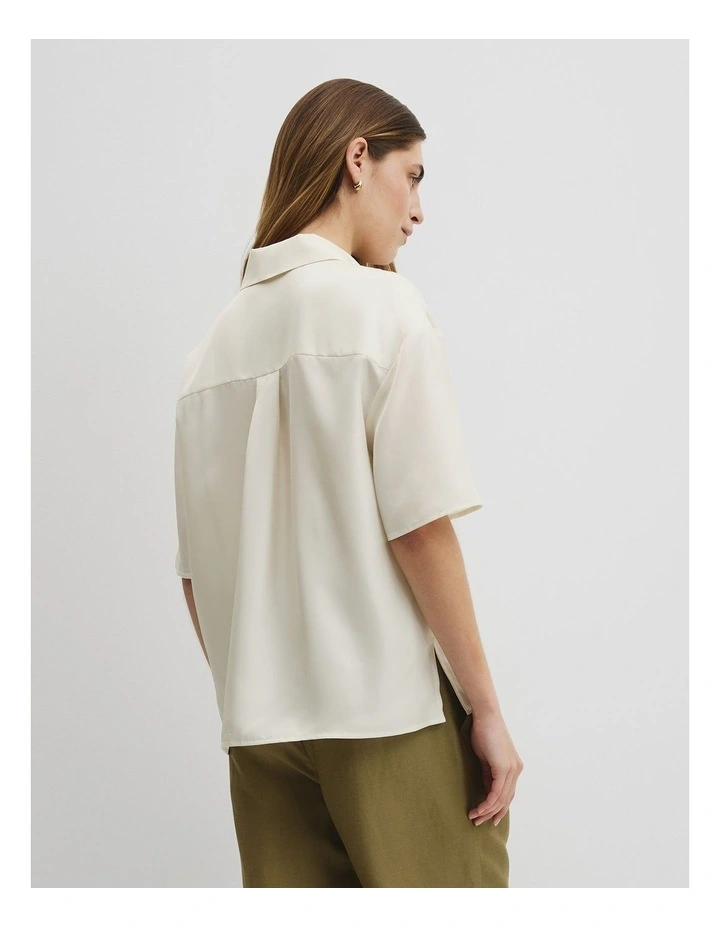 Short Sleeve Silk Shirt in Antique White image 5
