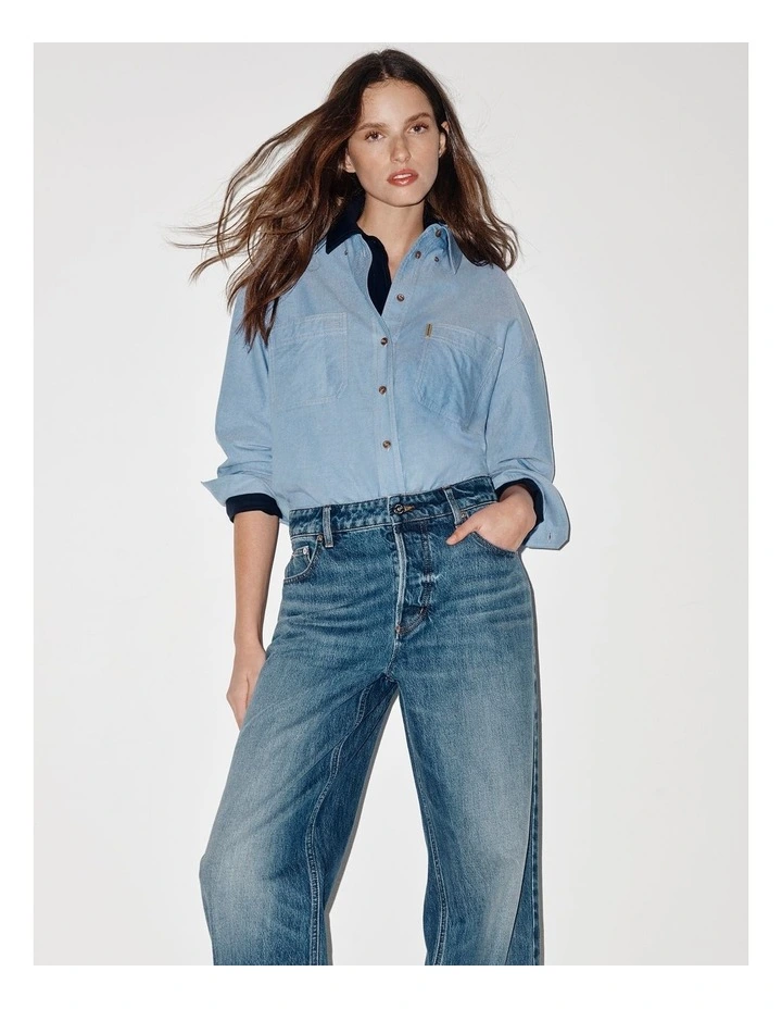 Oversized Oxford Shirt in Chambray image 6