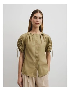 Gathered Sleeve Blouse in Pistachio