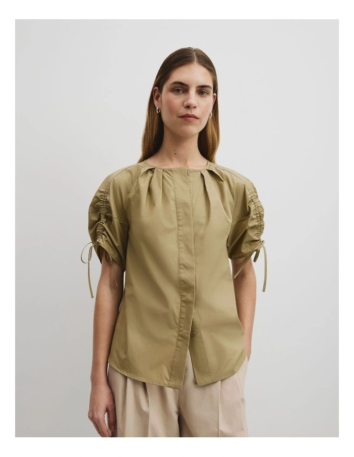 Gathered Sleeve Blouse in Pistachio image 1