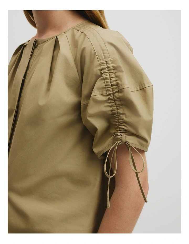 Gathered Sleeve Blouse in Pistachio image 3
