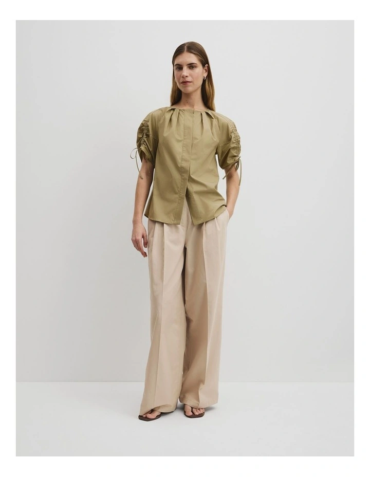 Gathered Sleeve Blouse in Pistachio image 4