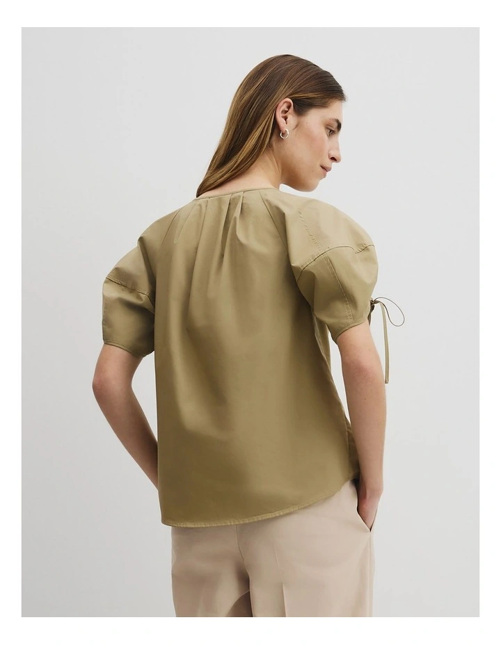 Gathered Sleeve Blouse in Pistachio image 5
