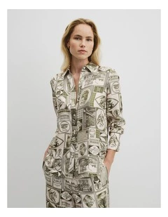 Print Silk Blouse in Country Road Toile