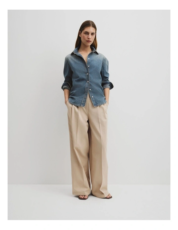 Slim Denim Shirt in Faded Vintage Wash image 4