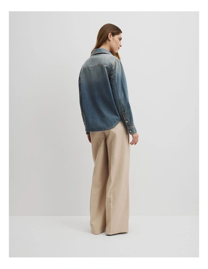 Slim Denim Shirt in Faded Vintage Wash image 5