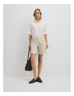 Australian Cotton Essential Twill Short in Oatmeal