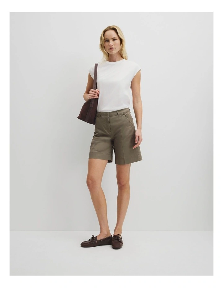 Australian Cotton Essential Twill Short in Olive image 1