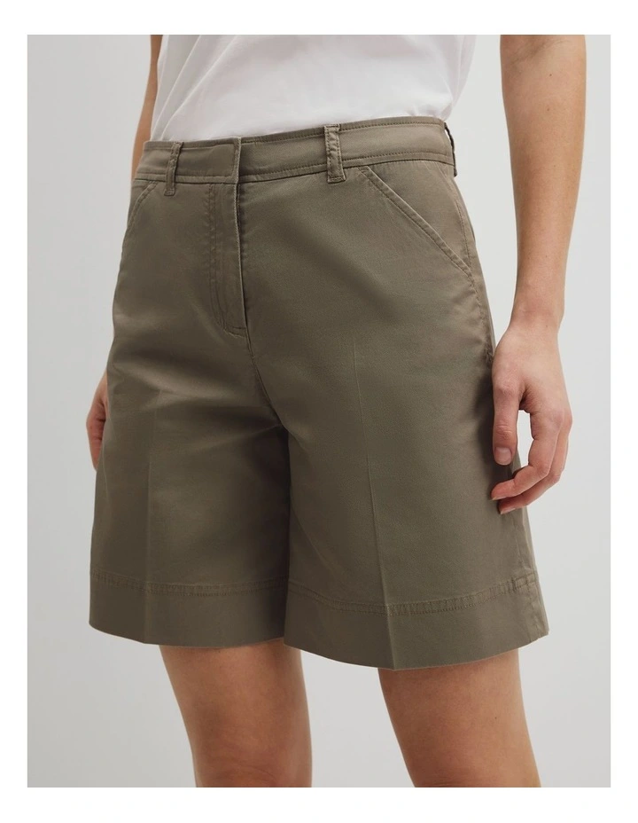 Australian Cotton Essential Twill Short in Olive image 3