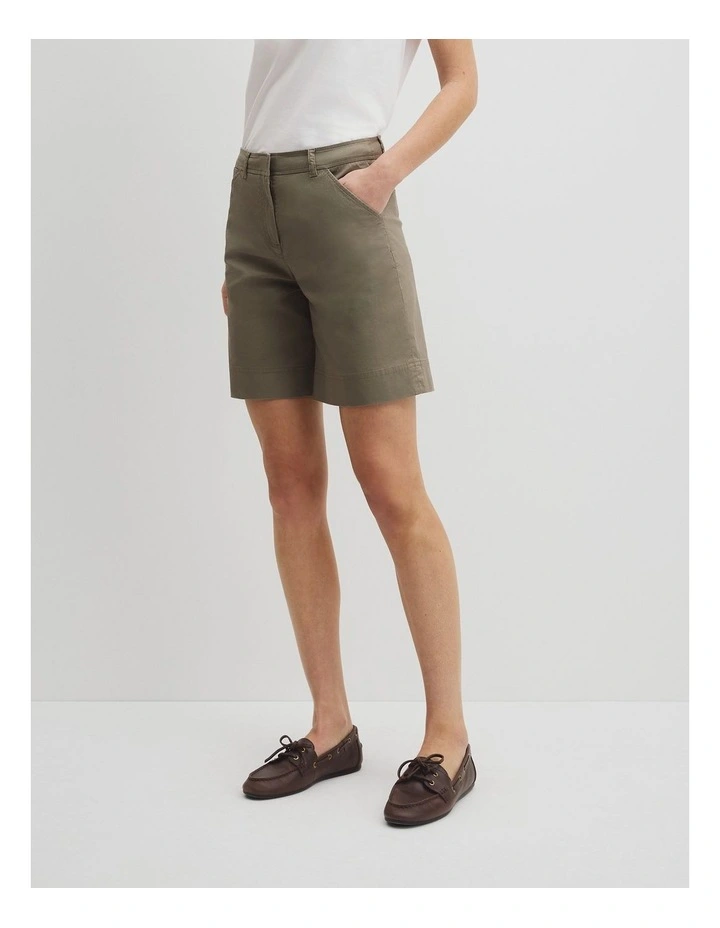 Australian Cotton Essential Twill Short in Olive image 4