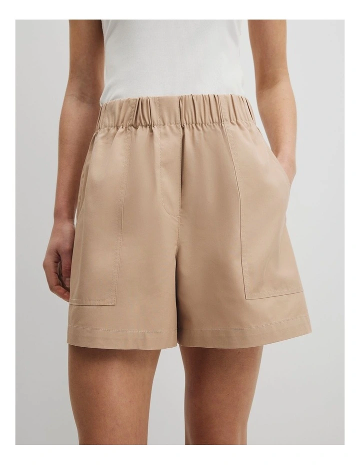 Twill Cargo Short in Latte image 3