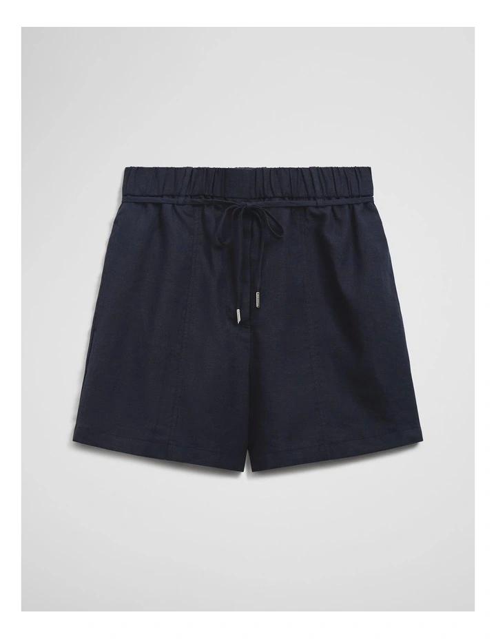 Pull On Linen Short in Navy image 2