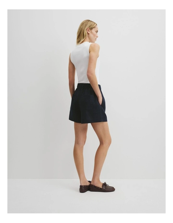 Pull On Linen Short in Navy image 4