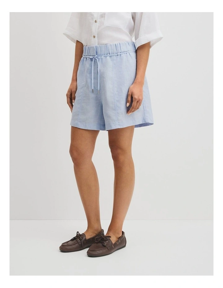 Pull On Linen Short in Chambray Blue image 4
