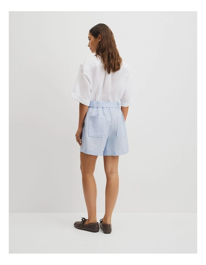 Pull On Linen Short in Chambray Blue image 5