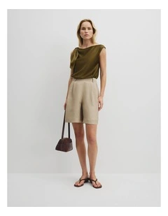 Twill Suit Short in Mossy Sand