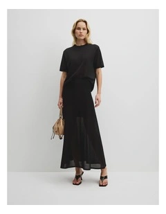 Flared Knit Skirt in Black