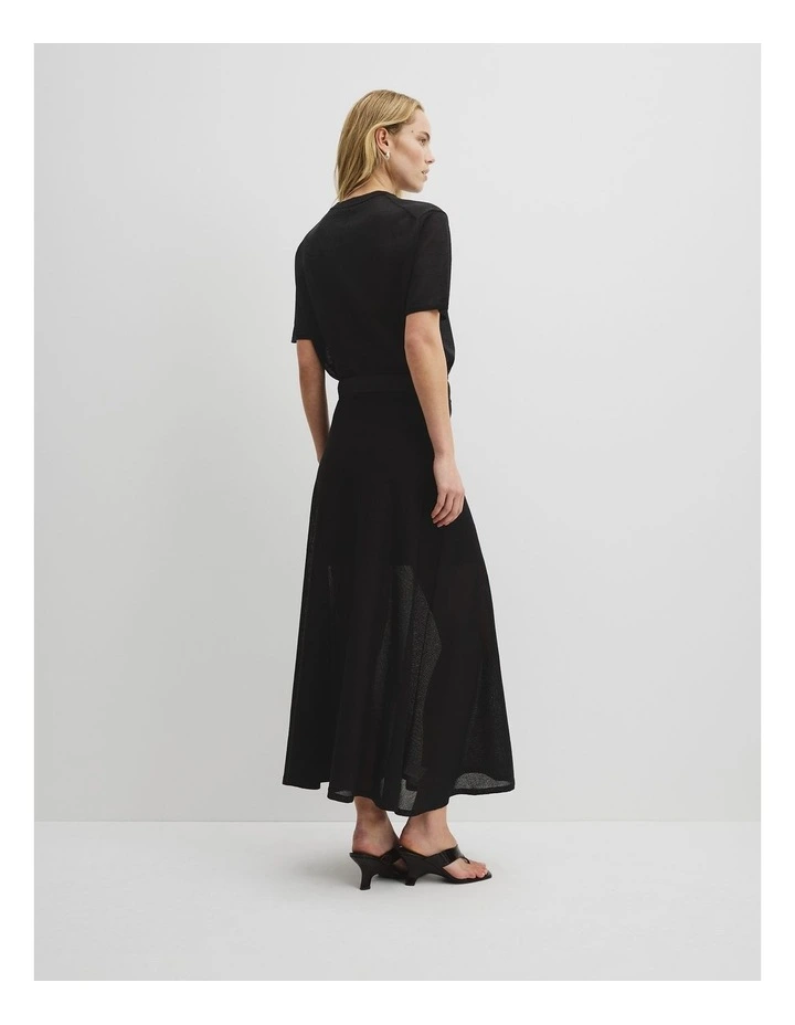 Flared Knit Skirt in Black image 5