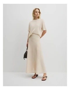 Flared Knit Skirt in Almond