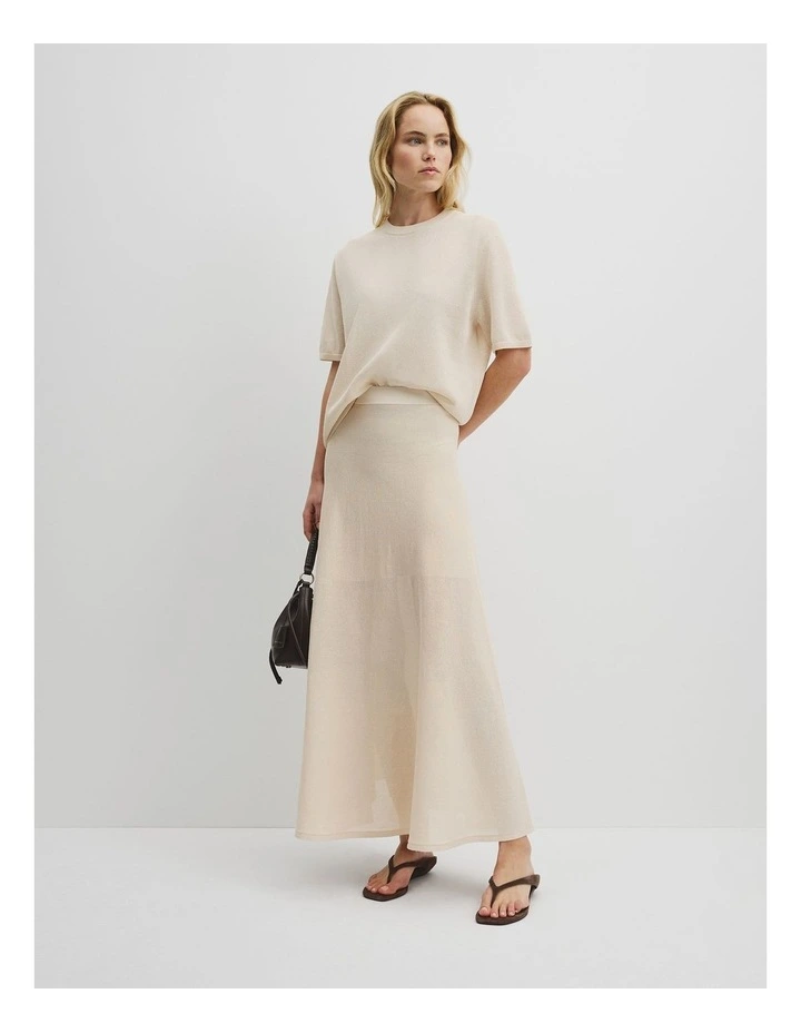 Flared Knit Skirt in Almond image 1