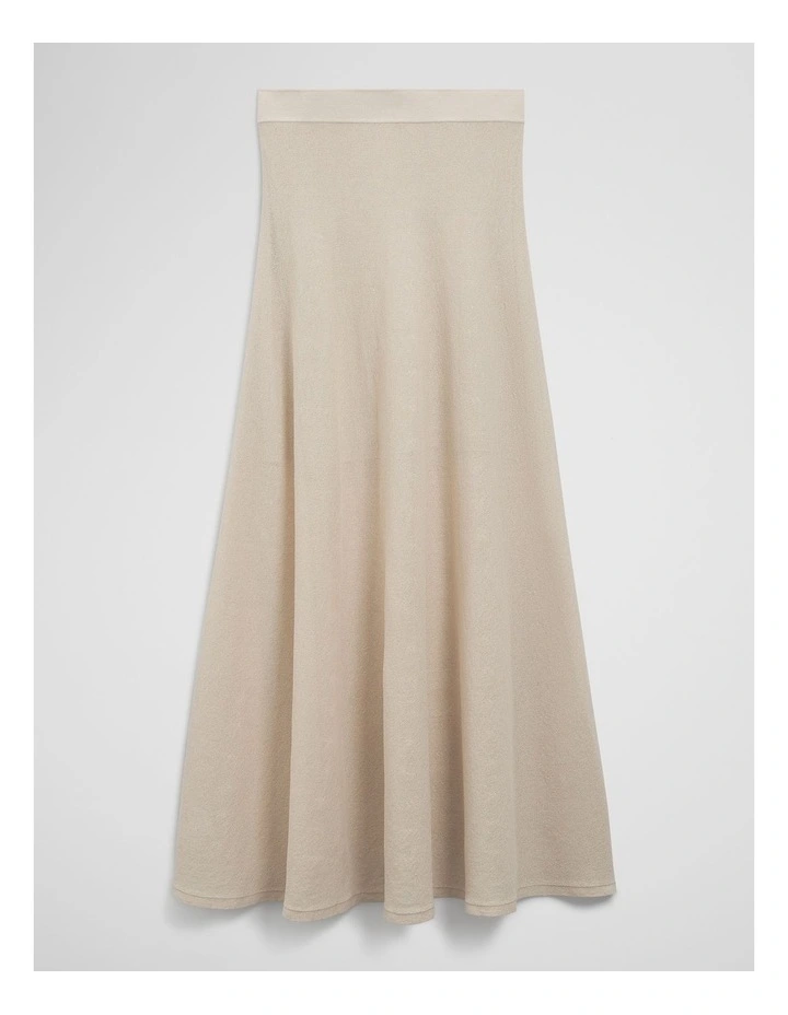 Flared Knit Skirt in Almond image 2