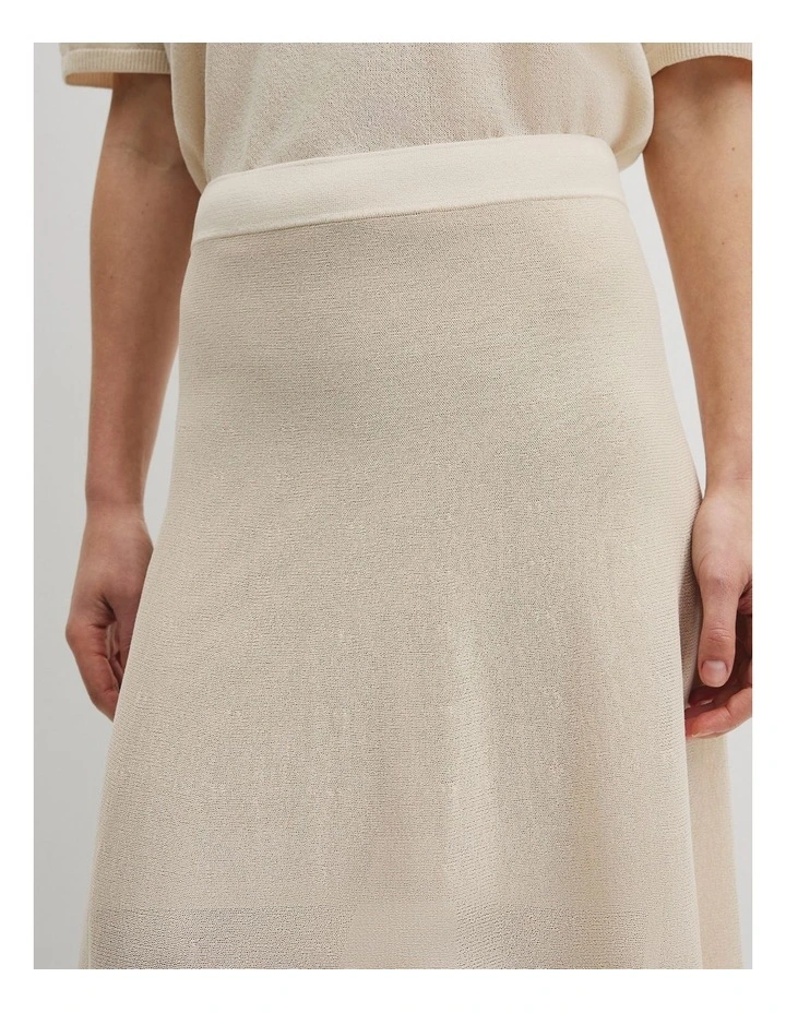 Flared Knit Skirt in Almond image 3