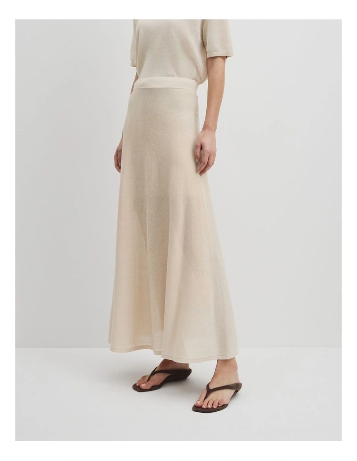 Flared Knit Skirt in Almond image 4