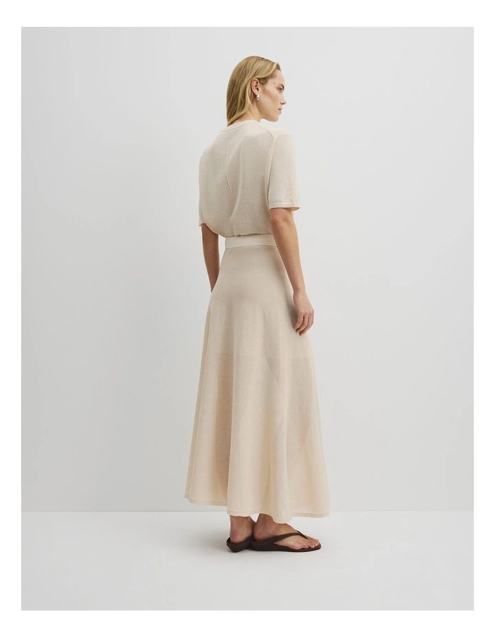 Flared Knit Skirt in Almond image 5