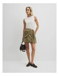 Bow Drape Skirt in Olive Haze