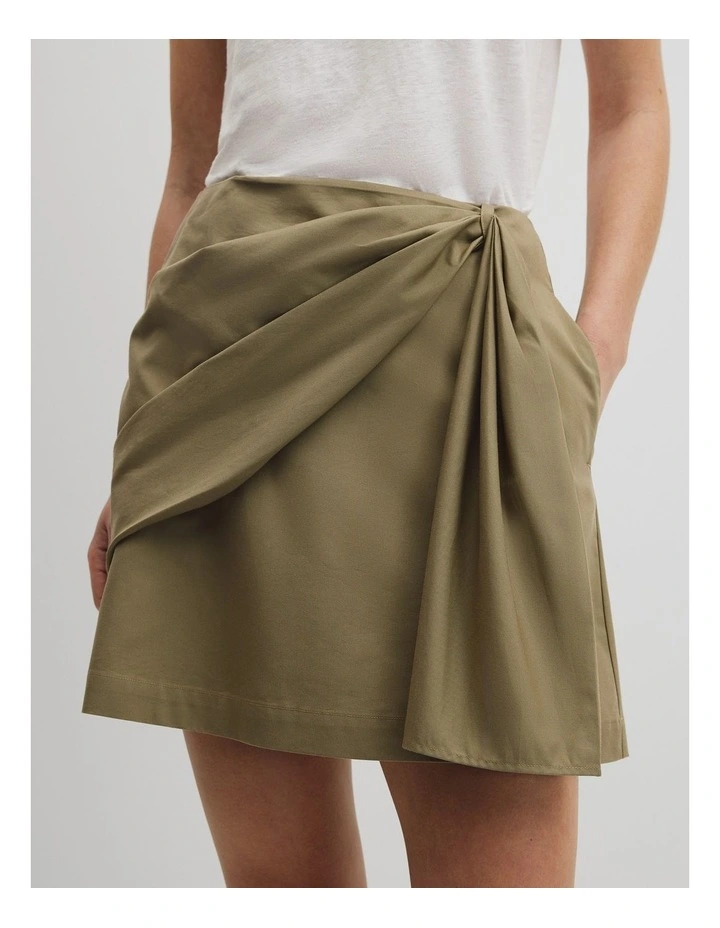 Bow Drape Skirt in Olive Haze image 3