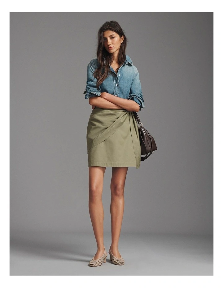 Bow Drape Skirt in Olive Haze image 6