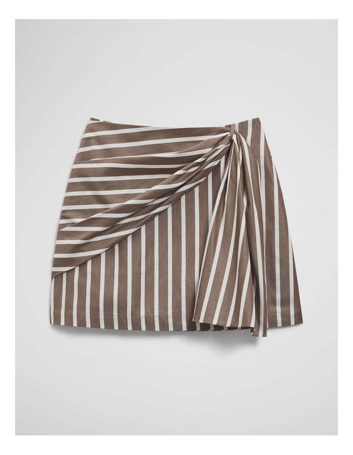 Stripe Bow Drape Skirt in Carob Stripe image 2