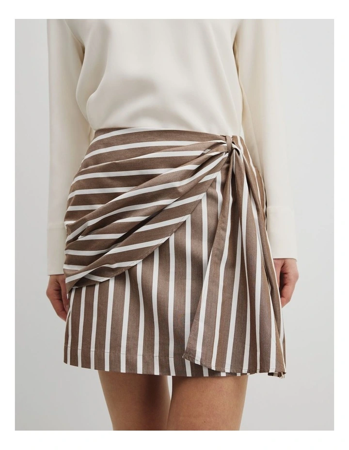 Stripe Bow Drape Skirt in Carob Stripe image 3