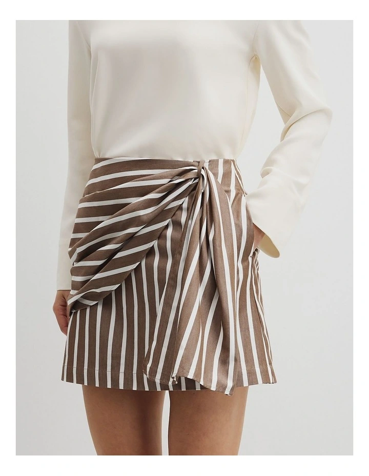 Stripe Bow Drape Skirt in Carob Stripe image 4