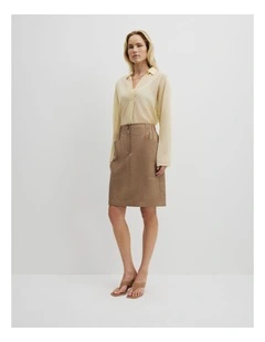 Twill Utility Skirt in Dune