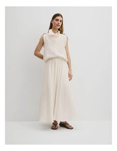 Fluid Maxi Skirt in Antique White