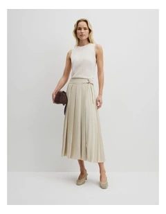 Pleated Midi Skirt in Sand