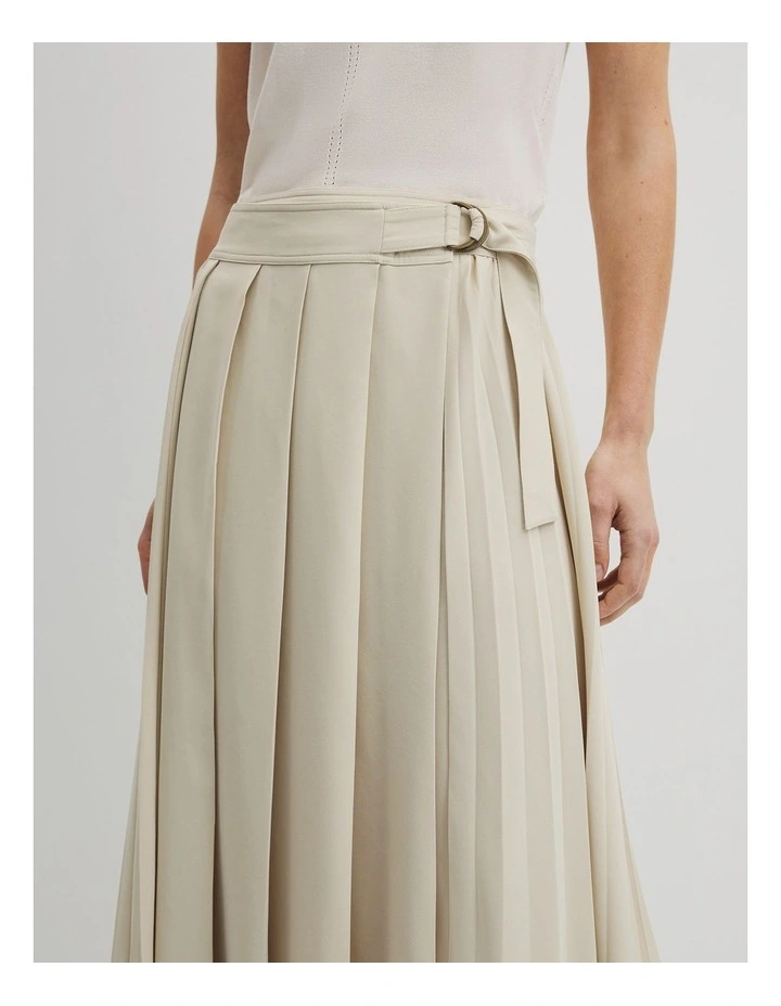 Pleated Midi Skirt in Sand image 2