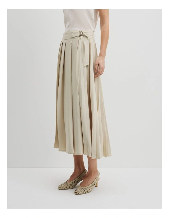 Pleated Midi Skirt in Sand image 3