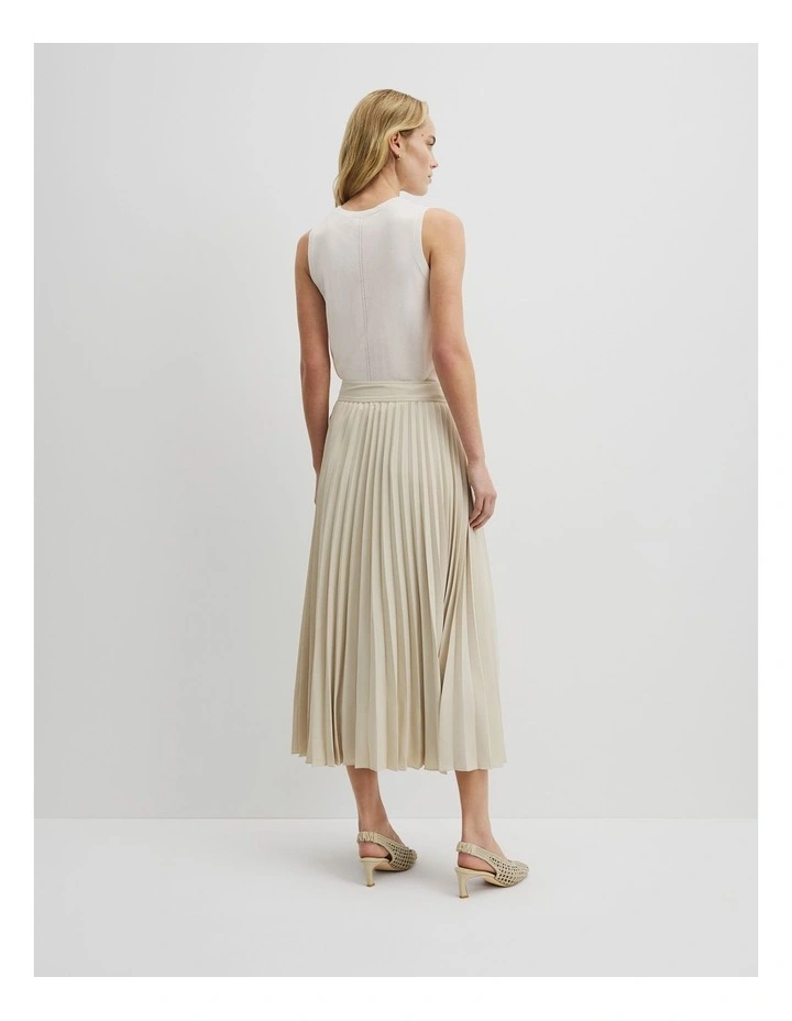 Pleated Midi Skirt in Sand image 4