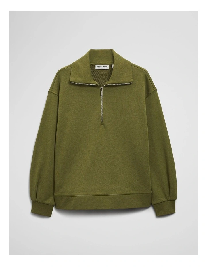 Australian Cotton Funnel Neck Sweat in Pistachio Marle image 2