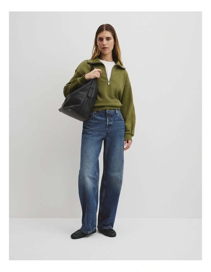 Australian Cotton Funnel Neck Sweat in Pistachio Marle image 4