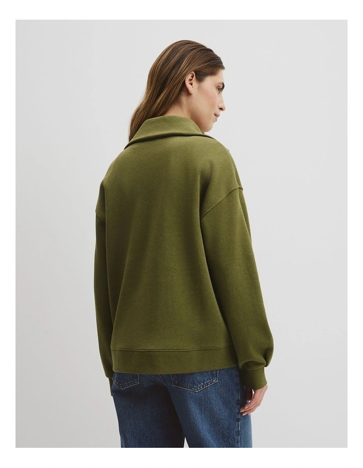 Australian Cotton Funnel Neck Sweat in Pistachio Marle image 5