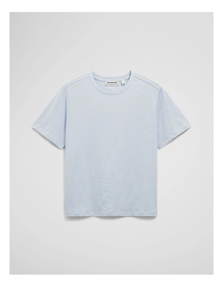 Textured Short Sleeve Slub T-shirt in Chambray Blue image 2