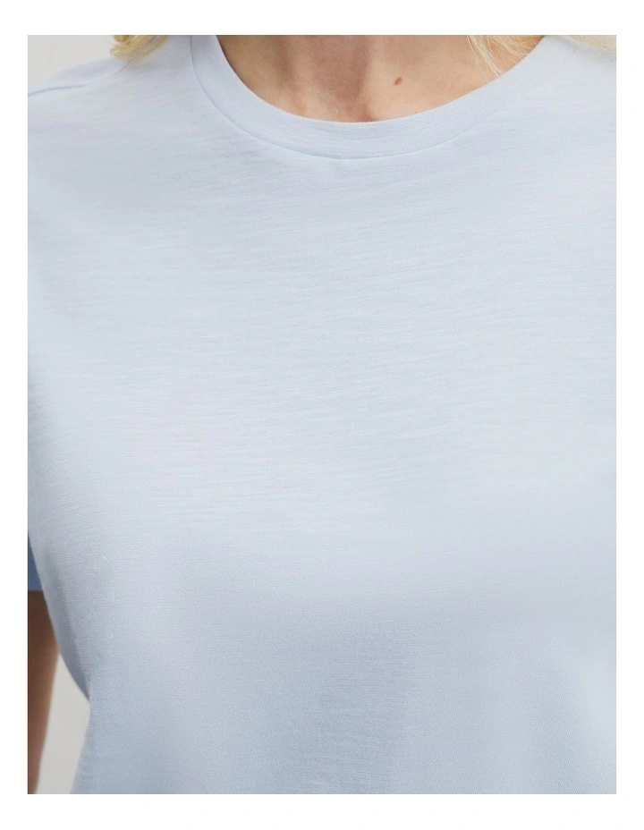 Textured Short Sleeve Slub T-shirt in Chambray Blue image 3