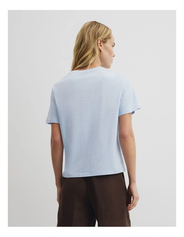 Textured Short Sleeve Slub T-shirt in Chambray Blue image 5