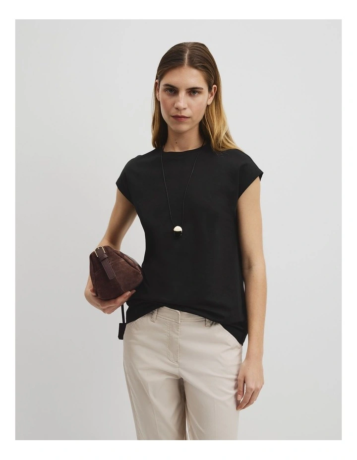 Australian Cotton Relaxed Crew Tank in Black image 1